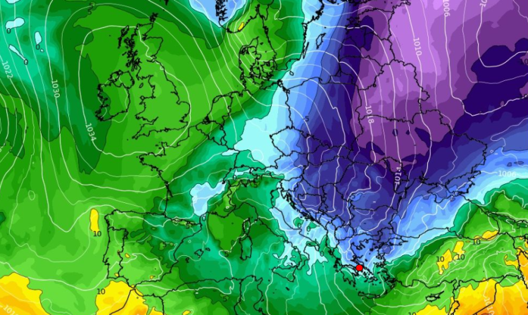 Η πρώτη ψυχρή εισβολή καταγράφεται για το τρίτο δεκαήμερο του Νοέμβρη, στα τελευταία προγνωστικά δεδομένα του GFS...