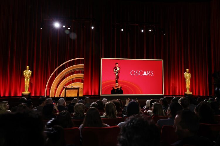 BEVERLY HILLS, CALIFORNIA - JANUARY 23: A view of the stage before the 96th Oscars nominations announcement begins at Samuel Goldwyn Theater on January 23, 2024 in Beverly Hills, California. (Photo by Kevin Winter/Getty Images)